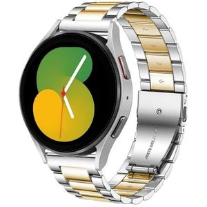 DEALELE Compatibel met Samsung Galaxy Watch 5/5 Pro/Galaxy 4/4 Classic/Galaxy 3 41mm / Active 2, 20mm Roestvrij Staal Metaal Vervanging Armband voor Huawei GT3 42mm / GT2 42mm, Zilver-goud