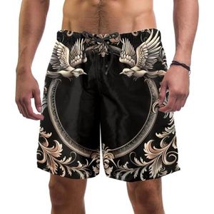 Mannen Board Shorts, Art Angel Krans Sneldrogende Badmode Strand Vakantie Party Bermuda Zwemmen Grote Broek, Art Angel Kransen, M
