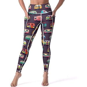 Happy Campers Fashion Zeester Strand Thema Print Vrouwen Yoga Broek met Zakken Hoge Taille Legging Panty voor Workout Gym