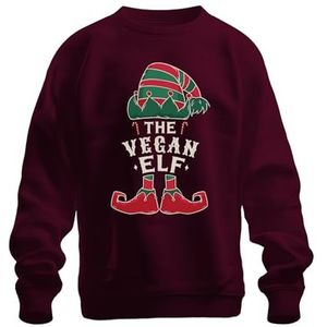 Vegan Elf Veganistisch - Kerstmis Kerstmis Unisex kersttrui, bordeaux, 3XL