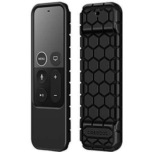 Fintie Afstandsbediening hoes voor Apple TV 4K 5e en 4e generatie Siri afstandsbediening - [bijenstokserie] Lichte anti-slip stootvaste siliconen beschermhoes Slim Case Cover, (*Zwart)