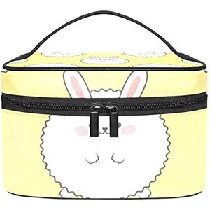 Konijn gele make-up organizer tas, reismake-up tas organizer case draagbare cosmetische tas voor vrouwen en meisjes toiletartikelen, Meerkleurig, 22.5x15x13.8cm/8.9x5.9x5.4in