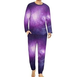 Purple Space pyjama voor heren, loungewear, lange mouwen, bovendeel en onderbroek, 2-delige nachtkleding