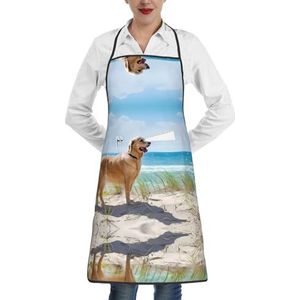 ZhaoYuGoods Golden Retriever schorten met zakken voor vrouwen, stijlvolle kookschorten voor keuken, tuinieren, salon, ideale print schort, Gouden Retriever, Eén maat