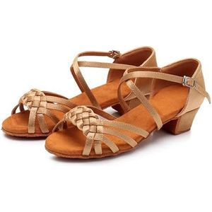 CSSHNL Latin dansschoenen voor vrouwen kinderen dansschoenen meisjes sandalen kinderen ballroom tango salsa latin dans lage hak schoenen voor meisjes kinderen latin dansschoenen, Lichte huid, 34 EU