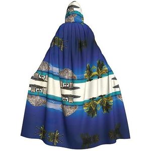 DEXNEL Jamaica Beach 150 cm Hooded Cape Unisex Halloween mantel voor duivel heks tovenaar Halloween Cosplay, aankleden