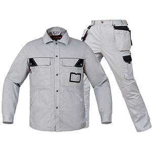 Veiligheidsoveralls, Machine Werkkleding Pak Heren Shirt En Cargo Broek Set Werkbroek(Light gray9 set,164)