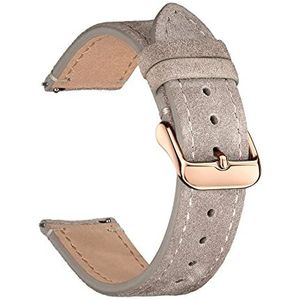 CBLDF Suede Lederen Horlogebanden 18 Mm 20 Mm 22 Mm Matte Koeienhuid Bandjes Compatibel Met Huawei Horloge GT3/GT3 Pro Armband Goudbruin Horloge Polsbandje (Color : Khaki-Rose Gold, Size : 18mm)