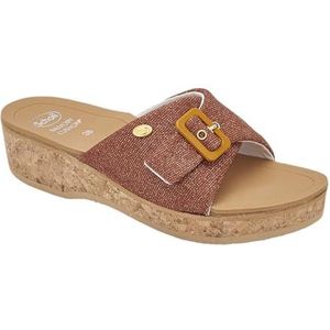 Scholl, Damespantoffels, verstelbaar, met riem, beige, Bruin, 36 EU