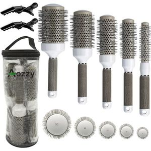 Aozzy Professionele ronde borstelborstel, 5 maten, nano-thermische keramische cilinder, antistatisch, haarborstel voor gelijkmatige verwarming, krullend haar, gladmaken van het haar, stylen.