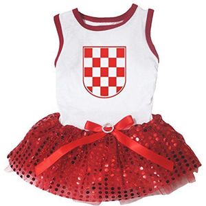 Petitebelle Kroatië Rood Wit Geruit Vlag Wit Katoen Shirt Puppy Hond Jurk (X-Large, Design2)