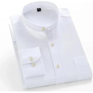 Rfmfkkg Heren Stand Kraag Oxford Shirt Lange Mouw Business Casual Effen Kleur Slank Shirt Wit L808 42 Maat