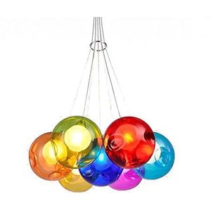 Kroonluchter Hanglamp Hanglamp Gekleurde Bubble Ball Lamp Glas Eetkamerlamp Voor Meerlichts Verlichting Gekleurd glas In hoogte verstelbaar 100 cm (Kleur: 7 kopen)