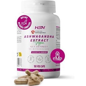 HSN Ashwagandha KSM-66 600mg (30mg Withanoliden) | 180 Capsules | Equivalent aan 7200 mg Withania somnifera-wortel per Dagelijkse Dosis | 12x Geconcentreerder Extract | Non-GMO, Veganistisch, Glutenvr