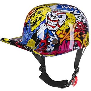 Retro Baseball Cap Modellering Halve Helm, DOT Goedgekeurde Mannen & Vrouwen Skull Cap Open Helm voor Street Biker Scooter Touring Bromfiets ATV Helm Decoration