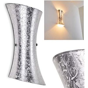 Rivoli, wandlamp van metaal/glas in zilver, moderne wandlamp met up&down effect, 2 x E14 fitting, binnenwandlamp met lichteffect, zonder gloeilampen