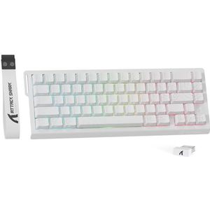 MAMBASNAKE X ATTACK SHARK X68PRO HE Draadloos Gaming Toetsenbord 8KHz Rapid Trigger,BT/2.4G/Bedraad,Magnetische Schakelaar 0,01mm RT,Instelbaar Actuatiespunt,5000mAh,RGB,voor PC/Mac-Witte Contouren