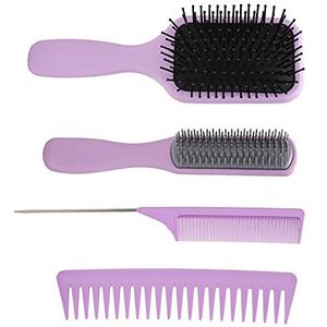 Haarborstelset, rubberen luchtkussen peddelborstel Hittebestendige roestvrijstalen rattenstaart Brede kam voor alle haartypes voor op reis voor thuis