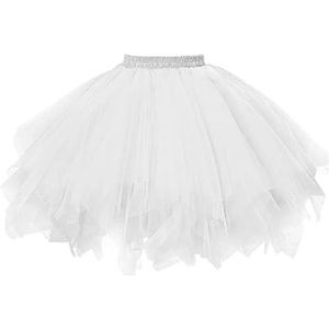 Tutu Rokken Prinses Midi Fairy Tule Rok Geplooide Dans Tutu Rokken Vrouwen Jupe Tule Femme Party Gezwollen Rokken Vrouwen Tiener Tutu Rokken, Wit, Eén maat