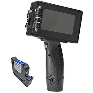 Handbediende Printer, 12.7 mm variabele QR Bar Batch Code Datumnummer Logo Vervaldatum Label Mobiele Draagbare Jet Handheld Thermal Inkjet Printer Altijd Afdrukken(1SET with 1BLACK INK)