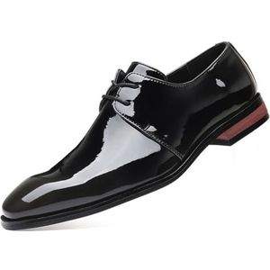 KYOESCAI Heren lakleer smoking dress schoenen Klassieke veter-up formele zakelijke comfortabele Oxford bruiloft schoenen,zwart,38 EU