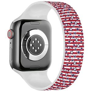 Solo Loop Band Compatibel met All Series Apple Watch 42/44/45/49mm (4 juli Usa Independence Day) rekbare siliconen band band accessoire, Siliconen, Geen edelsteen