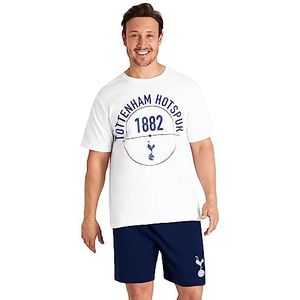 Tottenham Hotspur F.C. heren korte pyjama set, katoen lounge wear - sporen geschenken, Wit/Blauw, L