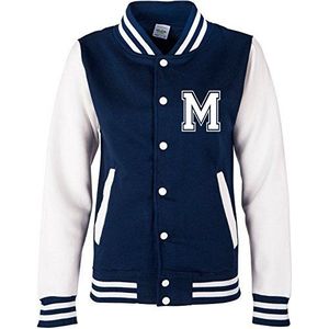 Ezyshirt® Collegejas met wensnummer, voor dames, heren en kinderen, dames/navy/wit/wit., XS