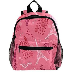 Leuke Mode Mini Rugzak Pack Tas Frankrijk Parijs Eiffeltoren Roze, Meerkleurig, 25.4x10x30 CM/10x4x12 in, Rugzak Rugzakken