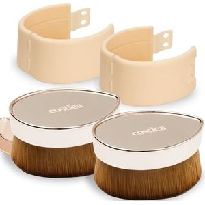COSTICA Foundation Brush 2 Pack Foundation Make-up Borstel, Platte Top Flawless Foundation Borstel voor Vloeibare Make-up, Kabuki Borstel voor Blending, Vloeistof, Crème of Onberispelijk Poeder met