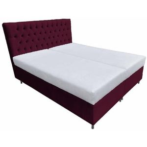 SILKMARKS® Designer boxspringbed - ergonomisch design - waterafstotende stof - continentaal bed met het beste slaapcomfort - ideaal voor elke slaapkamer (bordeaux, 160 x 200 cm)