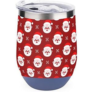 Kerstman Patroon Geïsoleerde Wijn Tumbler met Deksel 12oz Vacuüm Geïsoleerde Rvs Wijn Glas Mok Voor Reizen Auto & Buiten