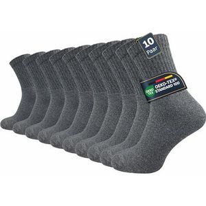 GAWILO Army- en jachtsokken voor heren en dames, 10 paar, werksokken met versterkte badstof voet, vrijetijdssokken met comfortabele band, grijs, 43-46 EU