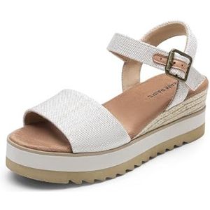 DREAM PAIRS Dames Platform Wedge Sandalen Enkelband Open Teen Comfortabele Dressy Zomerschoenen Flatform Espadrille Hakken, Natuurlijk canvas, 7