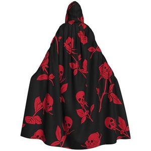 WURTON Schedel Rose Print Halloween Wizards Hooded Gown Mantel Kerst Hoodie Mantel Cosplay Voor Vrouwen Mannen