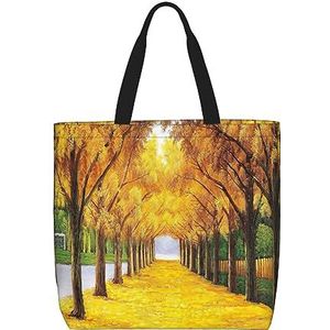 OdDdot Kleurrijke Patroon Print Tote Bag Voor Vrouwen Opvouwbare Gym Tote Bag Grote Tote Bags Vrouwen Handtas Voor Reizen Sport, Herfst gele bladeren, Eén maat