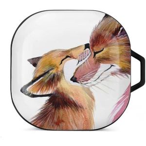 Fox Mom Earbuds Case Compatibel met Samsung Hard Shell Beschermhoes Zwart-Stijl