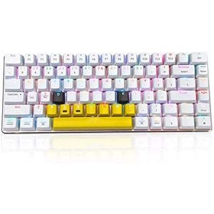 Gamingtoetsenbord, 82 toetsen RGB-achtergrondverlichting Bluetooth USB bedraad mechanisch gamingtoetsenbord wit