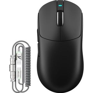 ATTACK SHARK X8 PLUS Draadloze Gaming Muis met C06 Ultra LED-Kabel, 55g SUPERLICHT, Voor Grote Handen, PixArt PAW3395PRO Sensor, BT/2.4G/USB, 40000 DPI, 500mAh Batterij (Zwart)
