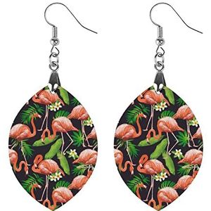Flamingo Vogel Tropische Mode Leuke Oorbellen Grappig Geschilderd Houten Sieraden Geschenken Voor Vrouwen