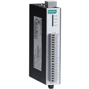 Moxa ioLogik E1210, 2-poorts Ethernet-schakelaar, 16 DI's, RJ45-interface, compatibel met desktop, breed temperatuurbereik, klasse I Divisie 2, ATEX Zone 2-certificering