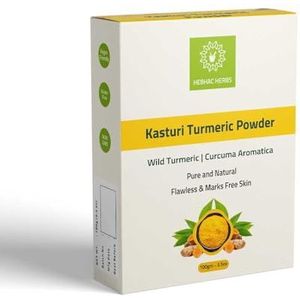 Kasthuri Manjal Poeder voor huid- en gezichtsverzorging | 100 g - 3,5 oz | Wilde kurkuma poeder | Curcuma Aromatica | Cosmetic-grade poeder voor gezicht en huid door Hebhac Herbals