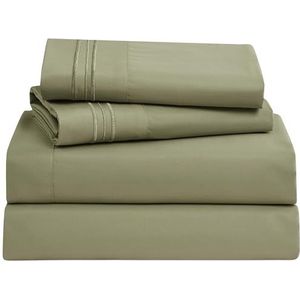 Clara Clark, Premier-1800-Collection, Deluxe-microvezel, 3-lijns dekbedovertrek, zilver/lichtgrijs, Queen