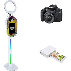 WideMeet Draagbare camera fotocabine met 15,6 inch touchscreen selfie photobooth DSLR fotocabine machine voor bruiloften feesten evenementen (volledige fotocabine set)