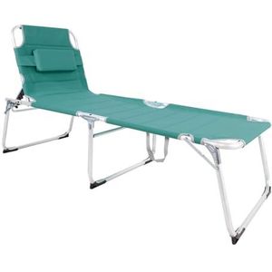 Mojawo XXL ligstoel, zonnebed, relaxstoel, ligbed met kussen, opklapbaar, turquoise, L200xB70xH45/95cm