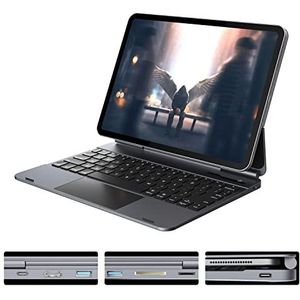 doqo Toetsenbordhoes met USB C-hub voor iPad Air 5/iPad Air 4 10.9 met touchpad, magnetische toetsenbordhoes met 5-in-1 adapter voor iPad Pro 2021 5e generatie/2020 4e generatie/2018-3e generatie
