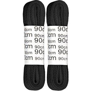 Bestgoodies 2 paar veters, sportieve schoenveters in een verpakking van 2 stuks, verkrijgbaar in twee verschillende kleuren en lengtes (zwart/90 cm).