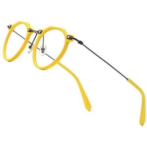 Halloween-cadeau Modieuze montuur, Brilmonturen Unisex Acetaat Titanium Rond Veelhoekig Multicolor(Yellow)