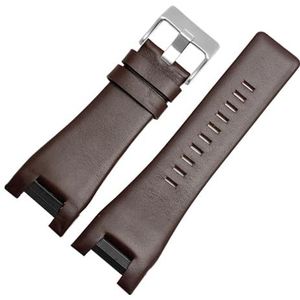 Lederen horlogeband compatibel met diesel DZ1216 DZ1273 DZ4246 DZ4247 DZ4287 Armband Mens Horlogeband Horloges Notch Band 32mm (Color : Brown-silver B, Size : 32-18mm)