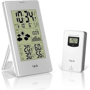 Multifunctioneel weerstation Wekker Thermometer Hygrometer Touchscreen Draadloze sensor Zonsopgang Zonsondergang Hygrothermograaf,Nauwkeurig voorspellen(FJ3352)